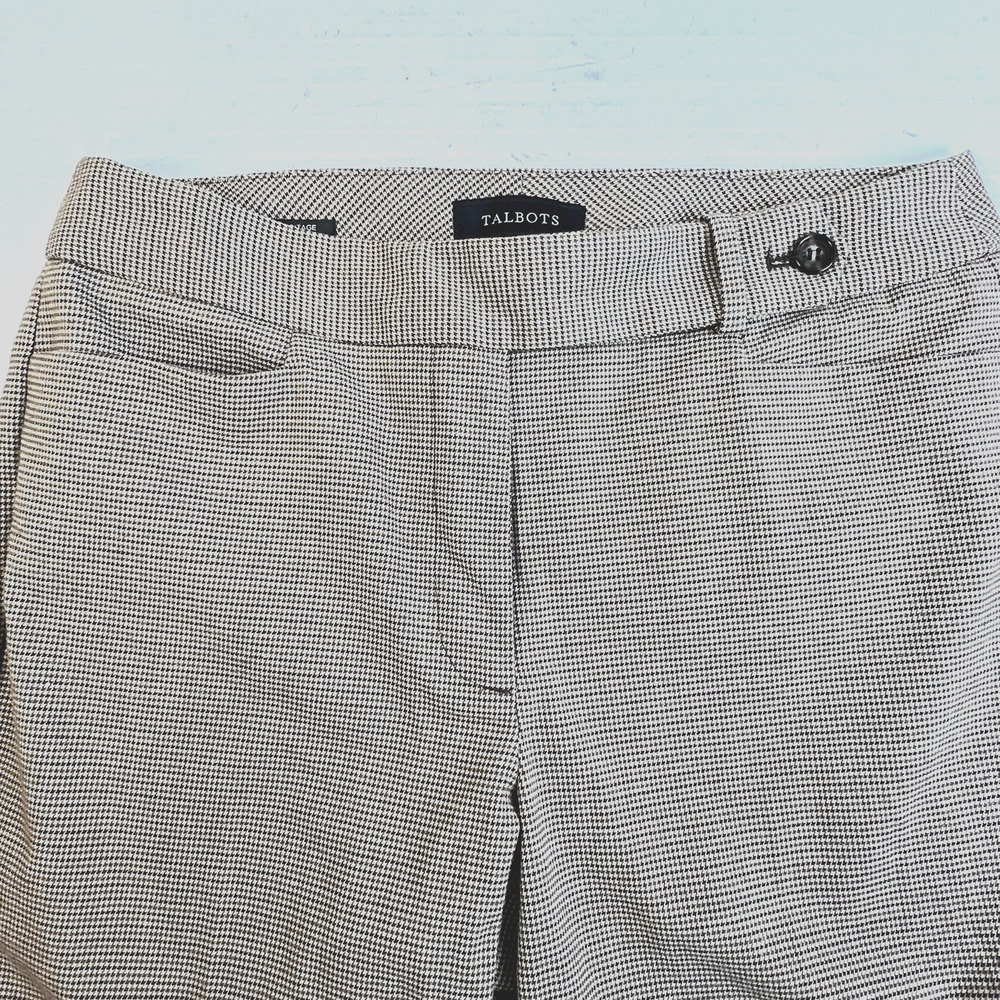 Talbots Heritage Career Pants Women 8 Tan Green Poly Wool Blend Cuffed Work - Picture 2 of 10